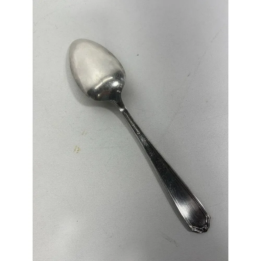 Vintage Wm A Rogers Luxor Plate Silverplate 8.5” Serving Spoon Art Deco